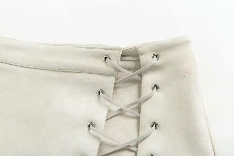 Летние однотонные расклешеные шорты с завышенной талией и асимметричным крестиком на шнуровке женские замшевые шорты на молнии зауженный повседневные шорты юбки Femme S-L