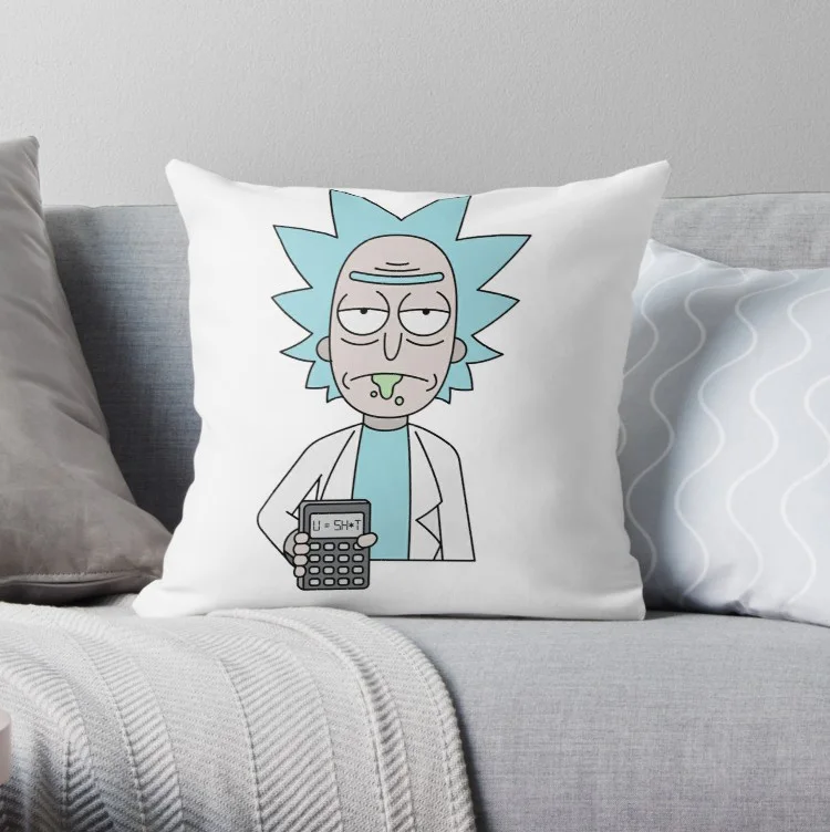 

U = SHiT (NO TEXT) Rick and Morty Pillow Covers Cases Pattern Nordic Cover Cushion Pillowcase Square Print