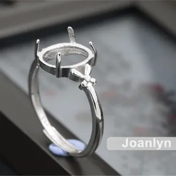 

Joanlyn Ring Base for 8x10mm Oval Cabochons White Gold Plated 925 Silver Adjustable Band Ring Blank JZ332