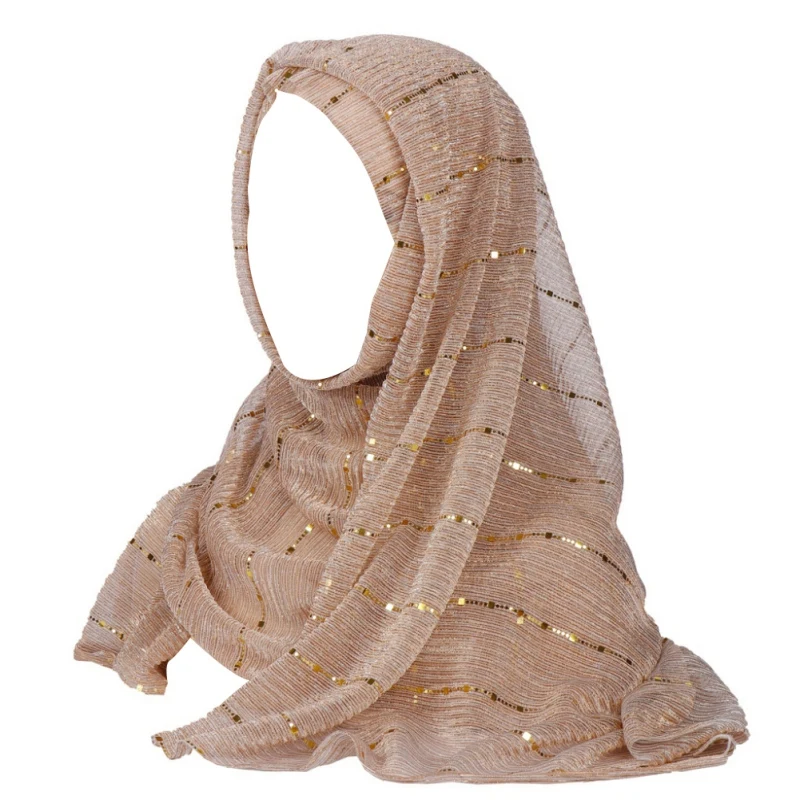 Женский мусульманский платок-хиджаб с блестками, шаль, исламский Свадебный сетчатый палантин в национальном стиле, шаль, шарфы