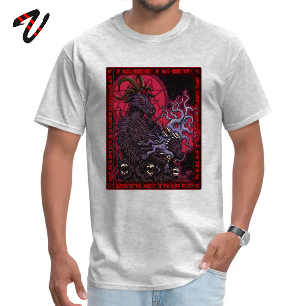 Casual Designer Men's T-shirts O Neck Short Sleeve 100% Cotton Tops T Shirt Unique Tees Wholesale Black Goat Icon Azhmodai 2018 29834 grey