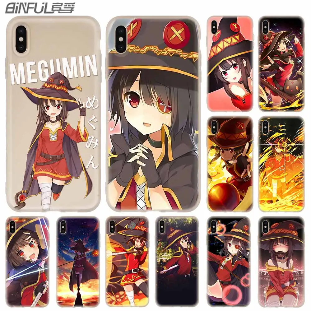 

Cases Silicone soft Cover for iPhone 11 Pro X XS Max XR 6 6S 7 8 Plus 5 4S SE Konosuba Megumin