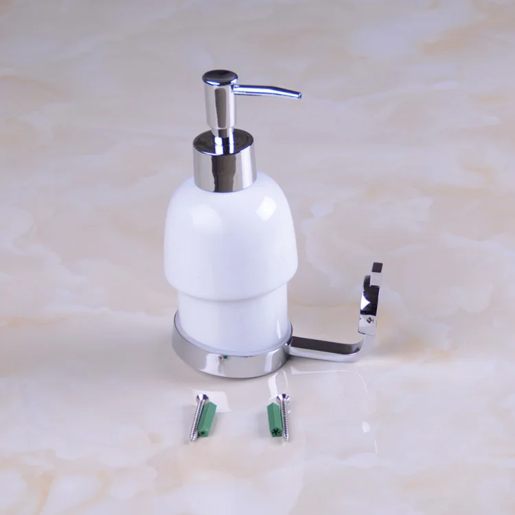 Günstige Flüssigseifenspender Wand Montiert Messing Waschmittel Shampoo Dusche Handwäsche Keramik Flasche Pumpe Halter Chrom Badzubehör