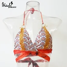 Лето, сексуальный женский бикини, пуш-ап, топы, геометрический цвет, треугольный бюстгальтер, купальник, купальный костюм, пляжная одежда, женский купальный костюм