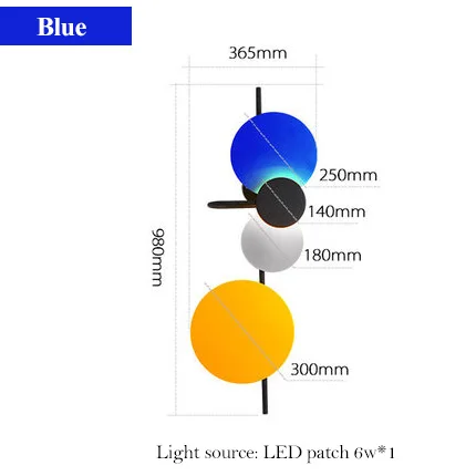 Современный минималистичный настенный светильник в скандинавском стиле для гостиной, светильник для спальни, светодиодные настенные лампы - Цвет абажура: Blue