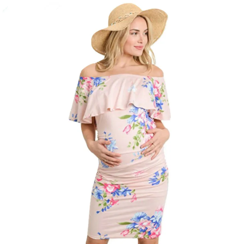 Maternity-Dress-Clothes-Photo-Shoots-Off-Shoulder-Photography-Props-Nursing-Dress-Pregnancy-Floral-Breastfeed-Pregnant-Dresses (2)_