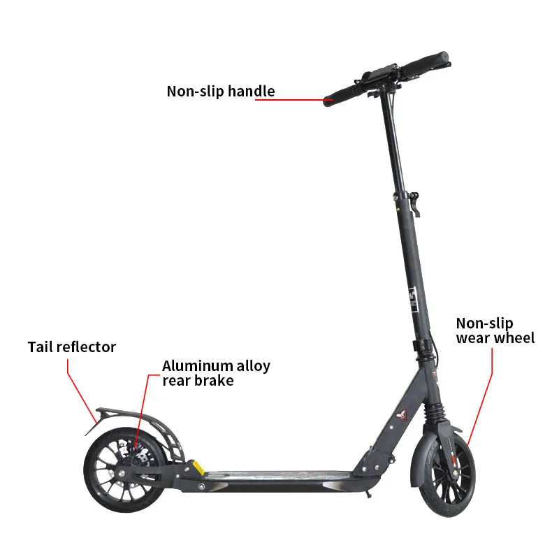 Для взрослых и детей скутер складной PU 2 колеса ручной тормоз ножной тормоз скутер Алюминий сплав городской кампус транспортных средств