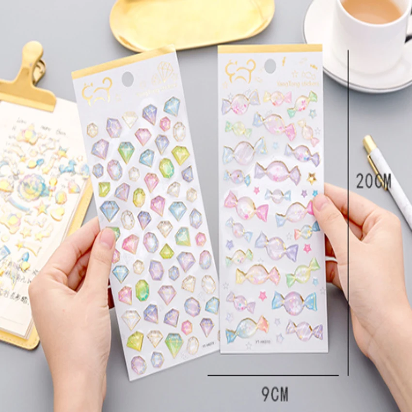 20 упаковок/партия kawaii красочный бронзирующий 3D декоративная клейкая наклейка DIY deco sticky label для дневника мобильного телефона оптовая продажа