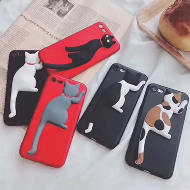 New Fashion Hot Sale Cat Shaped Mobile Phone Stand Holder Sticker For Cell Phone Cartoon Cute Convenient