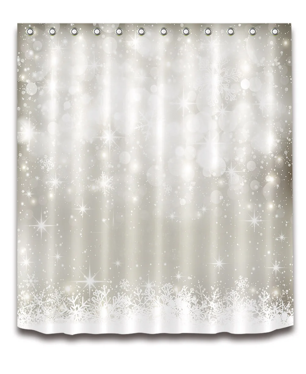 LB Белый занавеска для душа s мерцание Рождество Серебряные звезды роскошный Снежинка ванная комната занавеска ткань полиэстер для ванной Декор