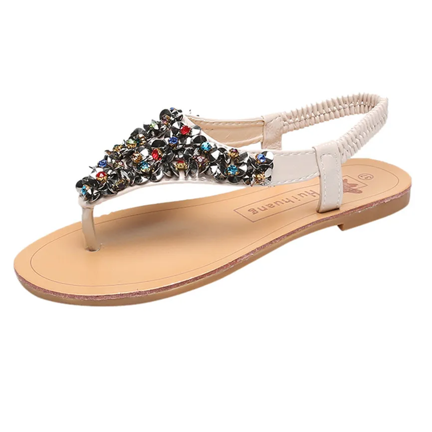 Sandales Для женщин Эластичная лента Стразы с блестками; Вьетнамки; босоножки на водонепроницаемой платформе летняя женская обувь Стразы#7
