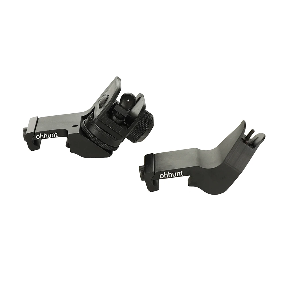 ohhunt Front and Rear 45 Degree Offset Hunting Tactical Rapid Transition BUIS Backup Iron Sight Set (3)
