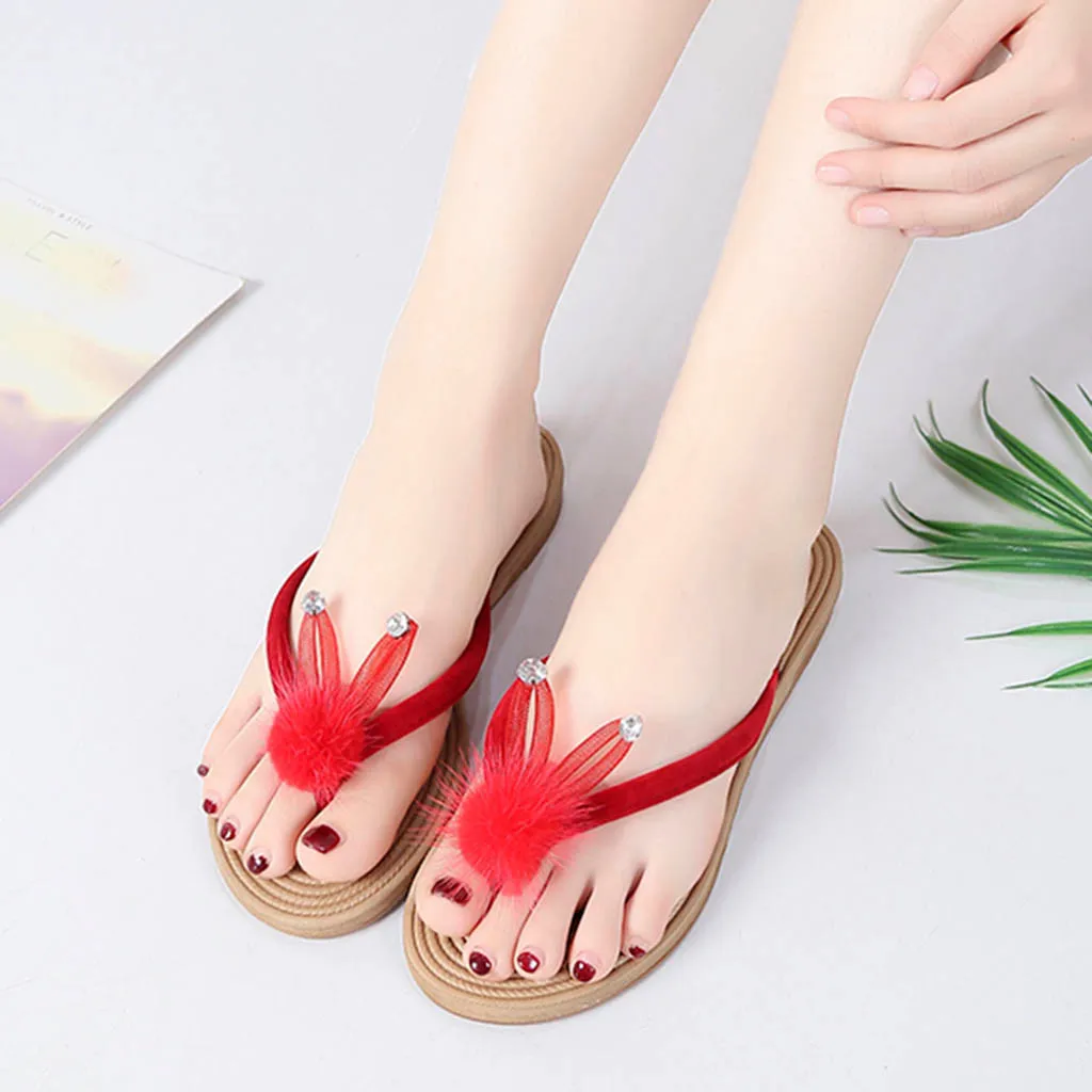 

2019 Women's Slippers Summer Beach Casual Shoes Ladies Crystal Cartoon Flip Flops Slippers Home Outdoor Casual Med Heel slides