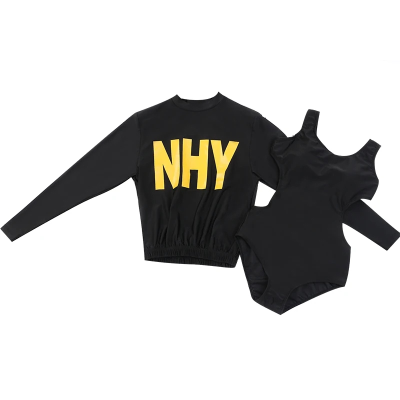 Rhyme леди из двух частей с длинным рукавом rashguard женский купальник Бразильский Защита от солнца однотонная женская пляжная полосатая блузка