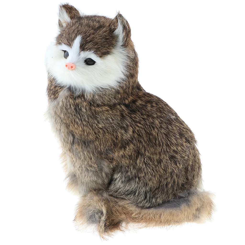 Simulation Faux Fur Horse/ Cat Model Kids Educational Toy Handicraft Collection Home Ornament