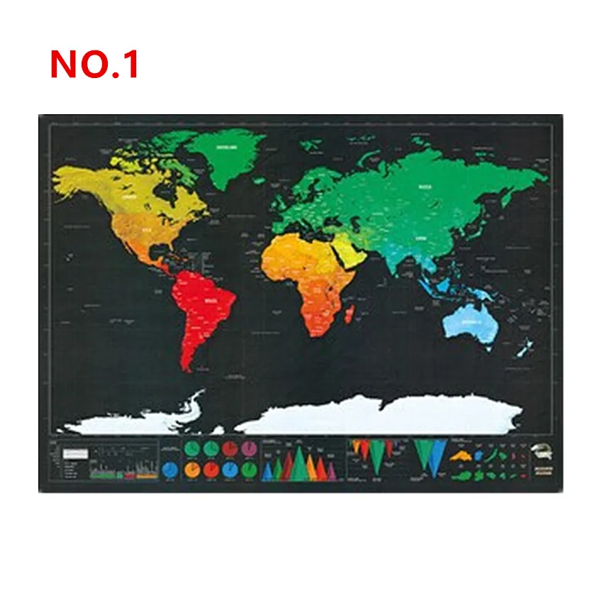 Скретч-карта мира, персонализированная карта для путешествий, Карта мира Делюкс, стираемая карта мира, украшение для дома, обучающая игрушка для детей - Цвет: 1
