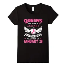 Настоящие королевы рождены в 28 января, футболка, женские топы в стиле панк, футболки, одежда,, женская новая летняя Милая футболка