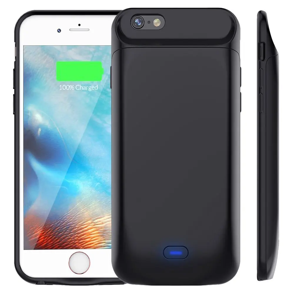 Koop Externe 5000 7200 mAh Smart Magnetische Back TPU Bumper Power Pack Bank Acculader Case iphone 6 6 S Plus Zwart