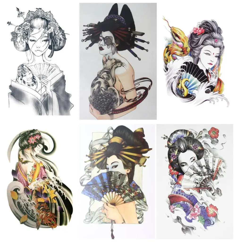 6pcs/set Waterproof Temporary Various Different Japanese Girl Makeup