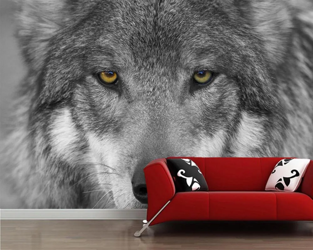 Papelデparedeオオカミ鼻一目動物写真壁紙 リビングルームバーテレビソファ壁寝室台所の壁論文家の装飾 Aliexpress 家のリフォーム