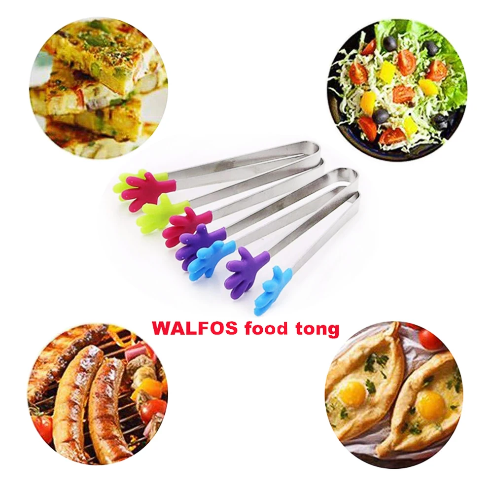 WALFOS креативный силиконовый зажим для барбекю Tong мини-зажим Противоскользящий зажим для льда и сахара зажим для выпечки зажимы для приготовления салата кухонные инструменты