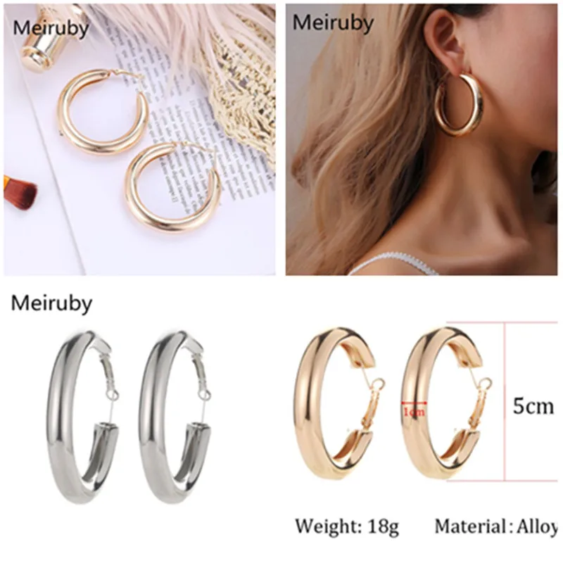 

FL Trendy Fashion Aluminium Alloy drop earring gold silver color Round Geometric Earrings 2019 New Statement Earring Jewelry