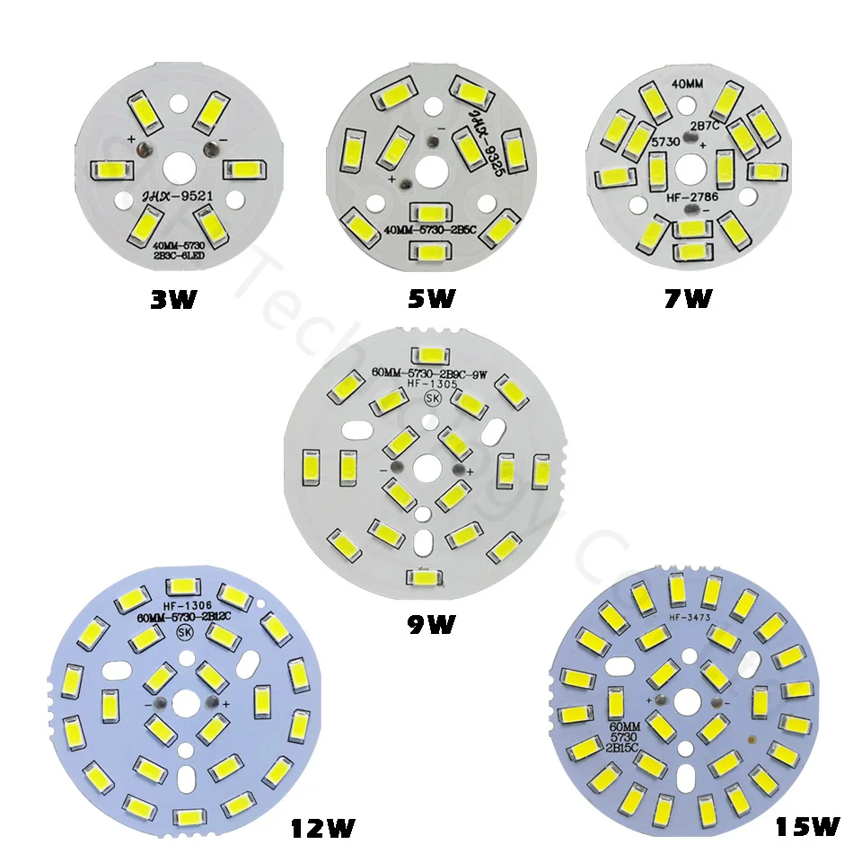 10 шт. 3 Вт 5 Вт 7 Вт 9 Вт 12 Вт 15 Вт яркость SMD5730 светодиодный светильник Панель Белый теплый белый светодиодный светильник для потолка PCB для потолка светодиодный