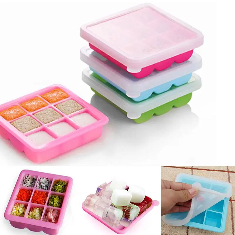 

Safety Silicone Baby Food Container Storage 8 Hole Infant Lattice Breast Milk Fruit Vegetable Storage Box Freezer Tray Crisper