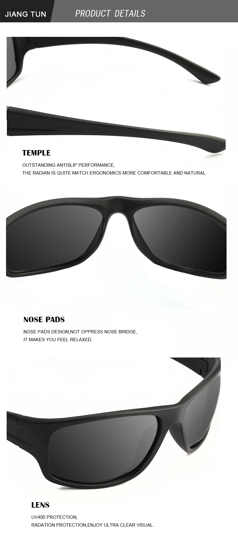 JIANGTUN новейшие спортивные солнцезащитные очки Мужские поляризационные UV400 походные солнцезащитные очки для вождения уличные солнцезащитные очки унисекс Oculos Gafas JT8702