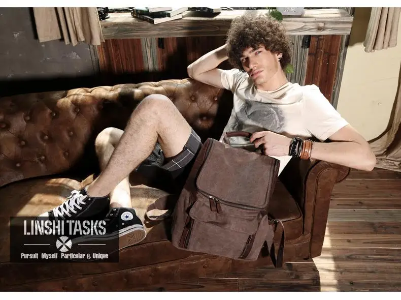 Новое поступление 2016 бренд унисекс винтажные консервативный стиль Холст сумки Женщины Рюкзак Мужские Школьные сумки дорожные сумки