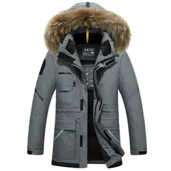 Бесплатная доставка 2018 г. новые модные мужские утепленное пальто воротник Большой волос открытый пуховая куртка cxy393