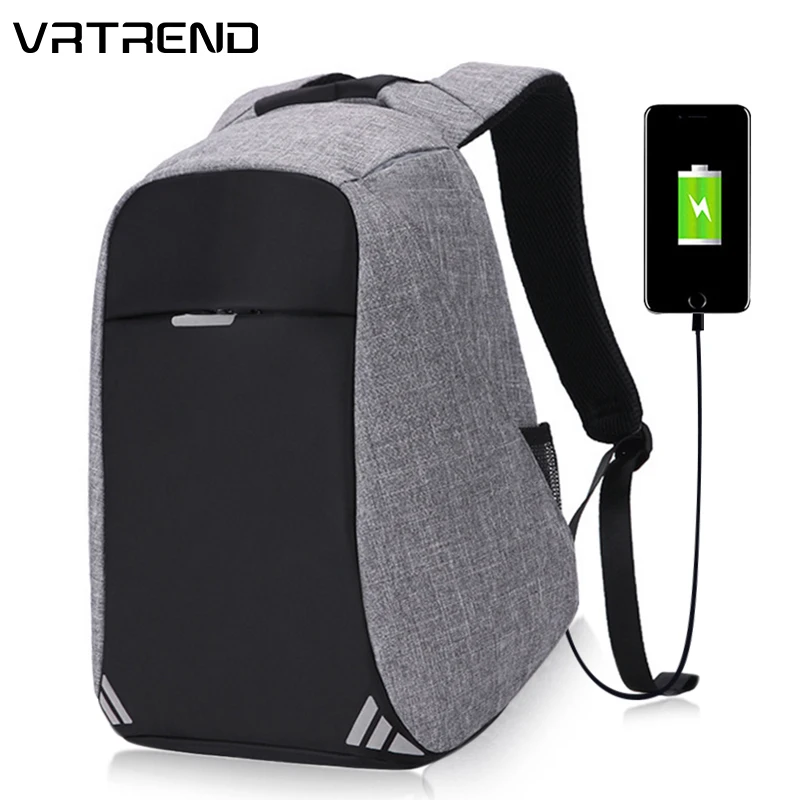VRTREND Anti theft Backpack Women Men Backpacks USB Charge Laptop