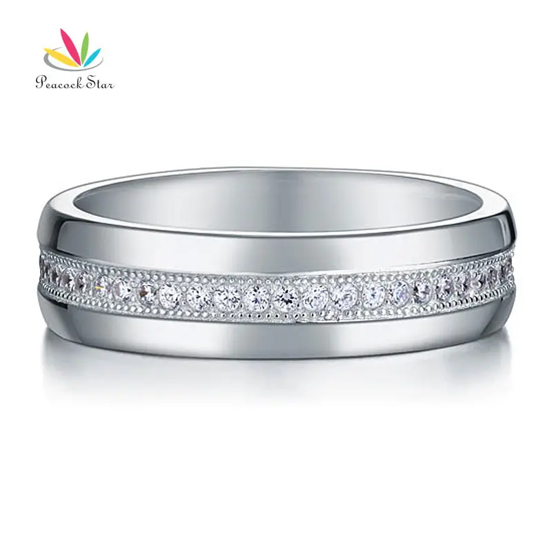 Peacock Star Round Cut Men's Bridal Wedding Band Solid Sterling 925 Silver Ring Jewelry CFR8068