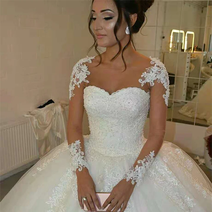 

wuzhiyi 2019 long wedding dress O neck vestido de noiva Cap sleeve Custom made robe de mariee beading lace up back wedding Grown