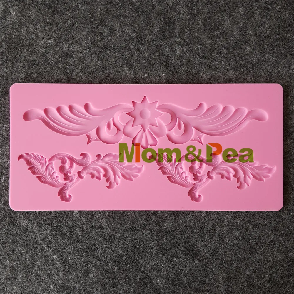 

Mom&Pea GX171 Free Shipping Wing Flower Lace Mold Cake Decoration Fondant Cake 3D Mold Food Grade Silicone Mould