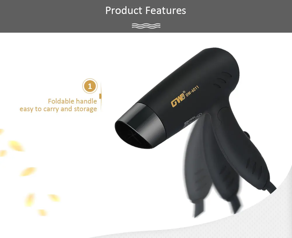 Guowei GW - 6011 Electric Mini Folding Compact Travel Hair Blow Dryer