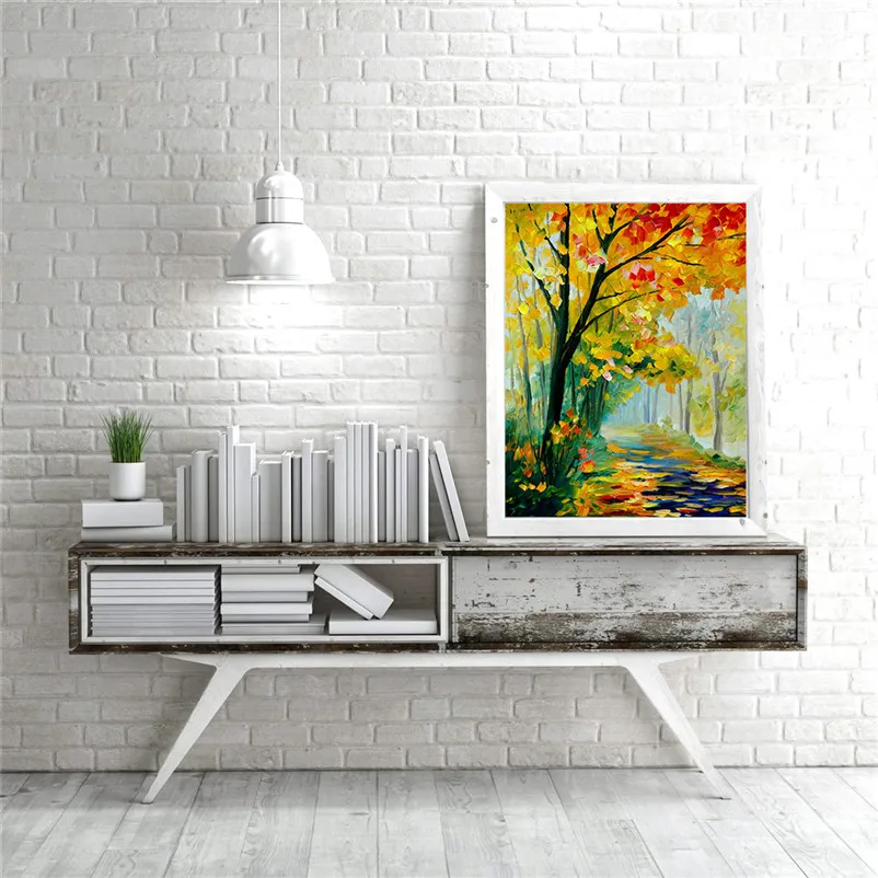 

Autumnal Boulevard Handmade New Popular Products picture poster Oil Canvas Paintings living Room home decor wall Art YX2-025
