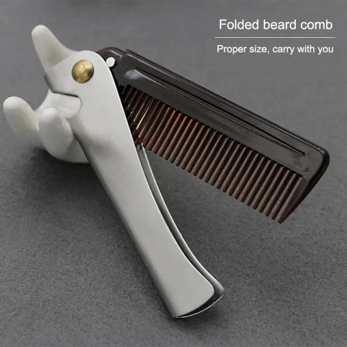 Homem dobrável barba pente aço inoxidável lidar