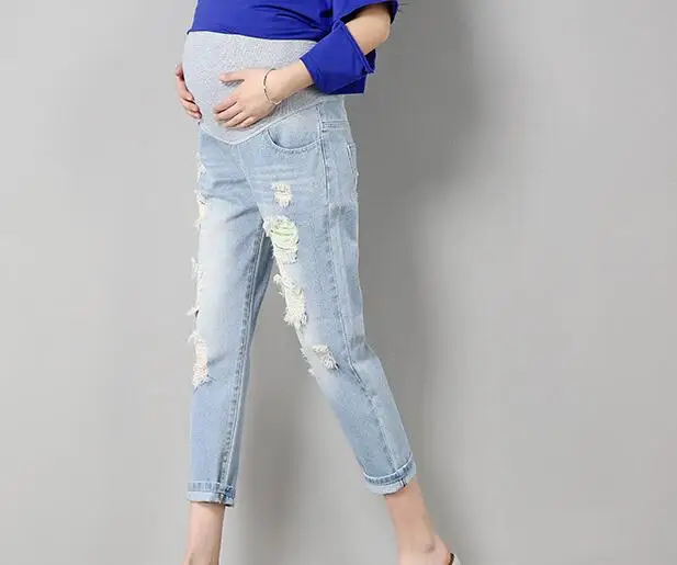 Новые джинсы для беременных женщин, джинсы для кормящих, длинная поддежка живота обтягивающие леггинсы Одежда для беременных