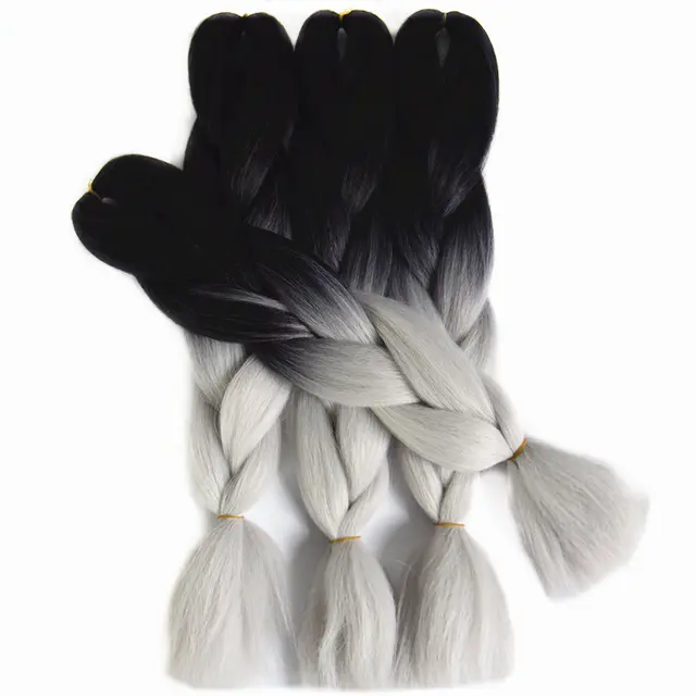Feilimei Three/Two Tone Colored Crochet Braids Kanekalon Hair 24(60cm) 100g/pc Synthetic Ombre Jumbo Braiding Hair Extensions -