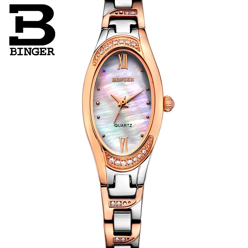 BINGER часы для женщин мода тонкий кварцевые бриллиантовые часы элегантное платье часы Relogio Feminino Часы Montre Femme B-3022L - Цвет: 03
