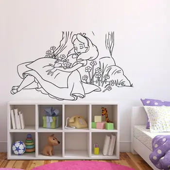 

Alice In Wonderland Cartoon Wall Decal Kids Room Decoration Nursery Wall Art Murals Princess Style Vinyl Stickers AY1799