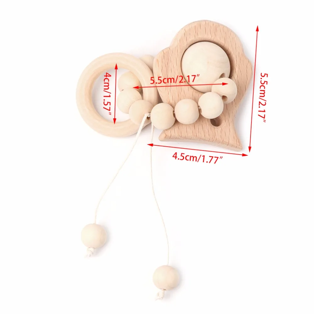Плед для детского кормления Прорезыватели для зубов Натуральный Деревянный Прорезыватель кольцо крючком бусины Деревянный Прорезыватель для зубов погремушки безопасность Прорезыватель игрушка montessori подарки