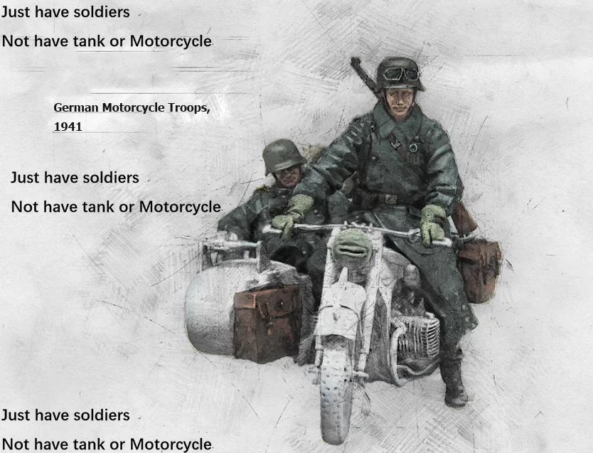 

Assembly Unpainted Scale 1/35 WWII Fighter German Motorcycle Troops (2 fig.) Historical toy Resin Model Miniature Kit