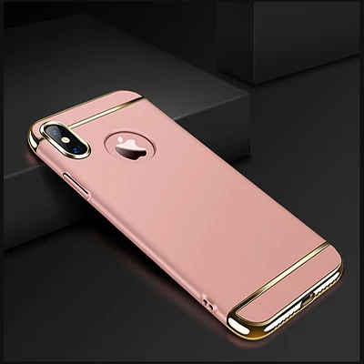 Роскошный Золотой Жесткий Чехол для iPhone 11 Pro 5 5S SE X задняя крышка Xs Max XR Съемный 3 в 1 Fundas чехол для iPhone 8 7 6 6s Plus сумка - Цвет: Rose gold