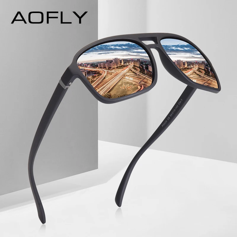 

AOFLY BRAND DESIGN Retro Vintage Men Polarized Sunglasses Driving HD Sunglasses Square Frame Oculos Goggles UV400 AF8118