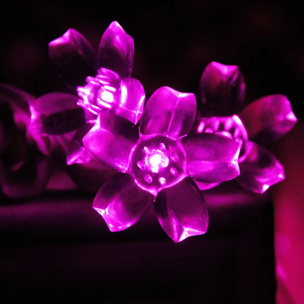 Pink Solar Lights Party Blossom Decorative Flower String Blossom Decorative Flower String Lights