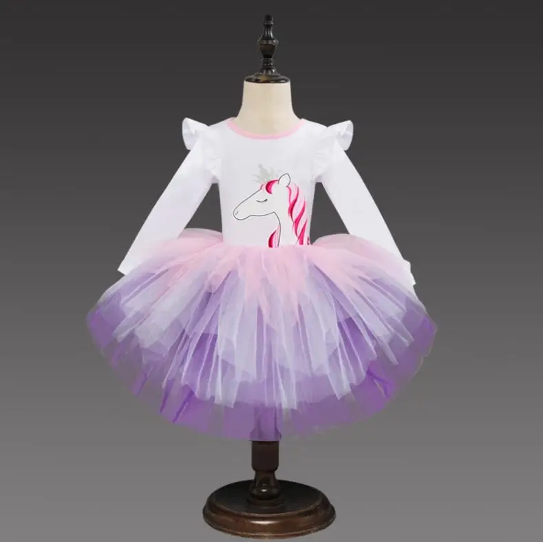 

2019 New Brand Girls Unicorn Dress Girls Sequined Vestidos Kids Party Casual Tutu Dress Children Licorne Autumn Spring Dresses