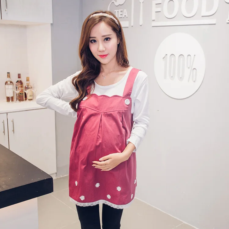 Корейская мода натуральной металла излучения костюм для беременных женщин кружевное платье для беременных