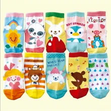 W056, Детские хлопковые носки с героями мультфильмов для детей от 1 до 3 лет нескользящие носки 10 пар детских носков